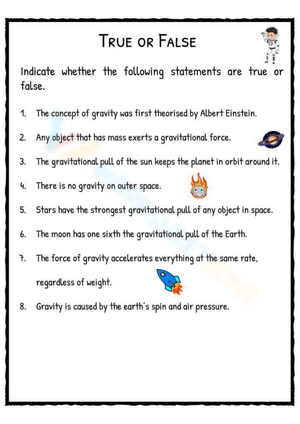 Gravity Facts & Worksheets