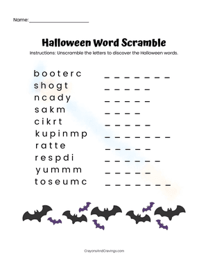 Halloween Word Scramble Hard