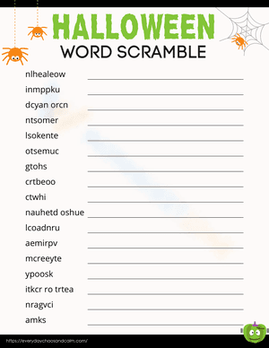 Halloween Word Scramble 13