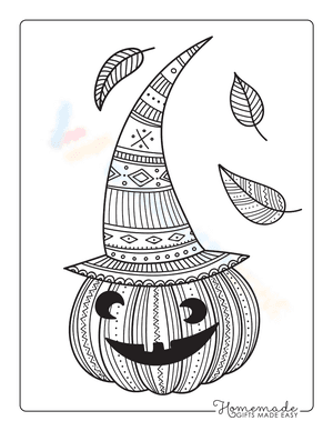 Patterned Pumpkin with Hat and Leaves