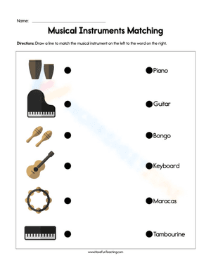 Musical Instrument Matching Worksheet
