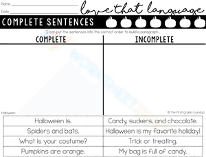 Halloween - Complete Sentences