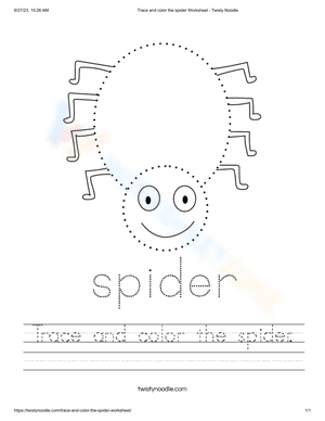 Trace and Color the Spider Worksheet