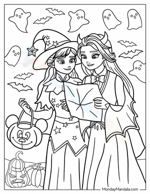 Frozen Elsa And Anna Halloween Scavenger Hunt Coloring Page