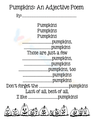 Pumpkins Adjective Poem