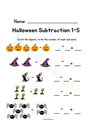 Halloween subtraction 1-5