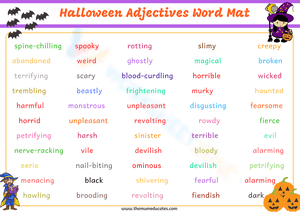 Halloween Adjectives Word Mat