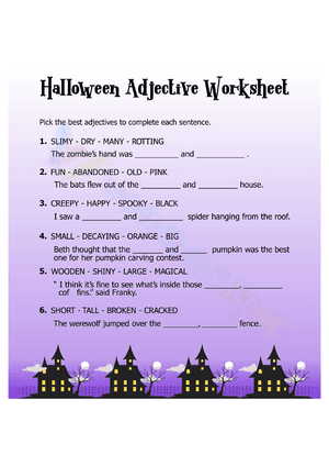 Halloween Adjective Worksheet