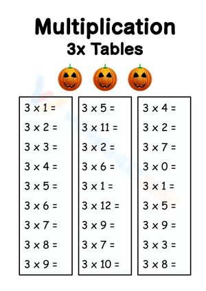 Halloween Multiplication 3x Tables