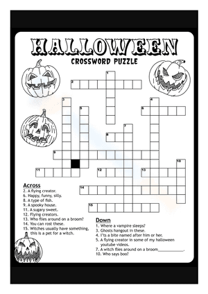 Halloween Crossword Puzzle Worksheet