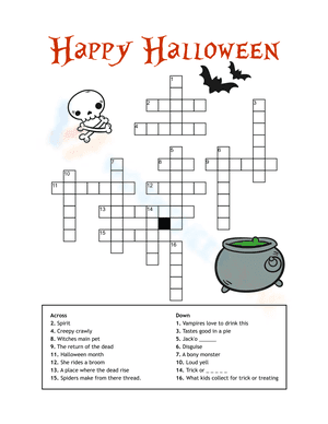 Happy Halloween Crossword Puzzles Printable