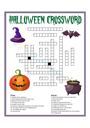 Printable Halloween Crossword Puzzles For Fun