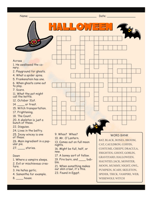 Printable Halloween Crosswords