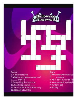 Bones Halloween Crossword Puzzles