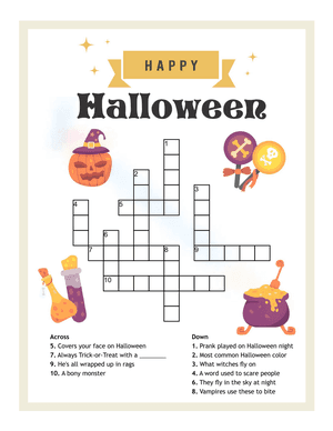 Happy Halloween Crossword Puzzles Printable For Kids