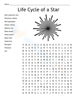Life Cycle of a Star Word Search