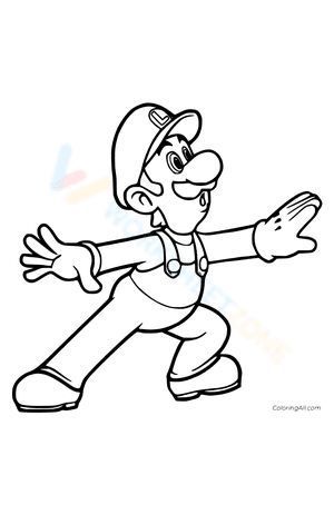Luigi Spread Arms Coloring Page