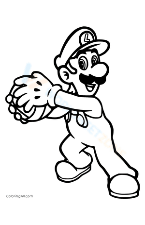 Luigi Playing a Ball Coloring Page