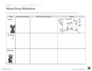 Mouse Party Worksheet Graphic Organizer