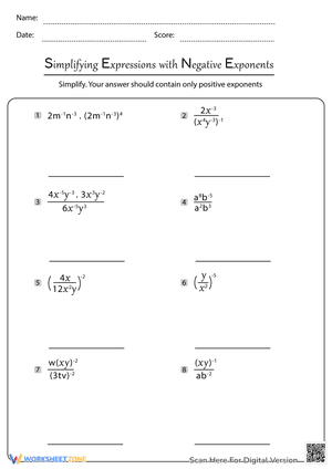Simplifying Expressions with Negative Exponents