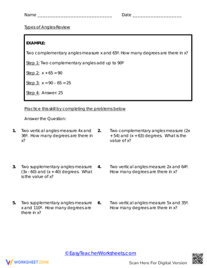 Types of Angles_Review and Practice Worksheet