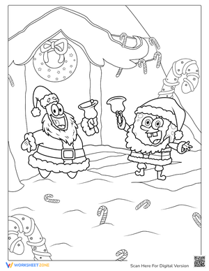 SpongeBob and Patrik Dressed Up as Santa for Christmas
