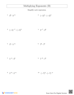 Multiplying Exponents B