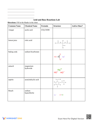 Acid and Base Reactions Lab