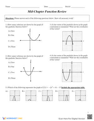 Quadratic Transformation Review Worksheet