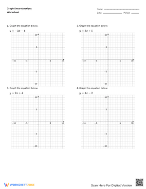 Graph Linear Functions Worksheet