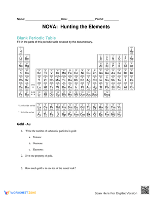 Nova Hunting the Elements Sheet