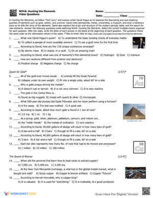 Hunting the Elements Video Questions Worksheet