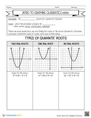 Graphing Quadratics Notes and Worksheets