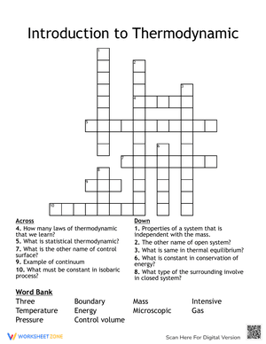 Introduction to Thermodynamic Crossword
