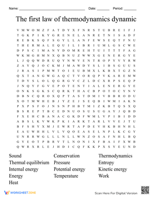 The First Law of Thermodynamics Word Search