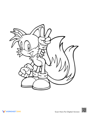 Tails Say Hi Coloring Page