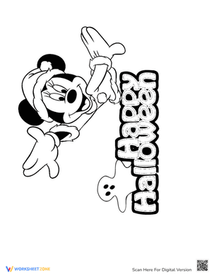 Minnie Mouse Happy Halloween Coloring Page