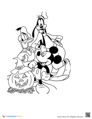 Disney characters Halloween Coloring Page