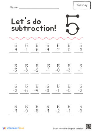 Touch Number Math Subtraction 2