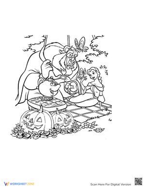 Beauty and The Beast Halloween Coloring