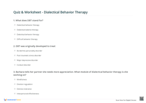 Quiz & Worksheet Dialectical Behavior Therapy