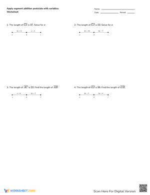 Apply Segment Addition Postulate With Variables 3
