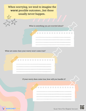 Worst Worries Worksheet Challenging Negative Thoughts