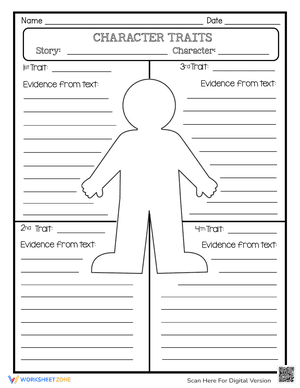 Character Traits Graphic Organizer Worksheet 2