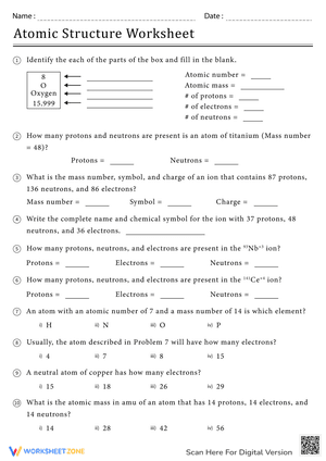 Basic Atomic Structure Practice With Answer Keys