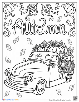Car Full of Pumpkin Harvest Coloring Page