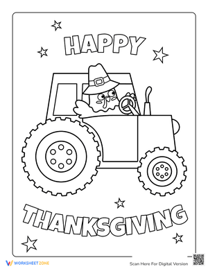 Happy Thanksgiving Turkey Driving Tractor
