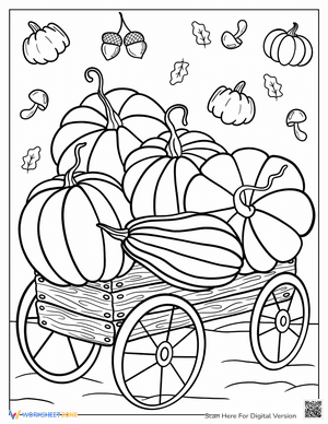 Large Pumpkins in Wagon Coloring