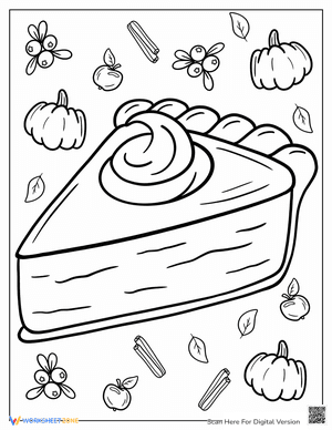Detailed Outline Of Pumpkin Pie Slice Coloring Sheet