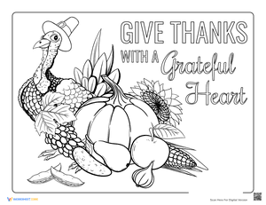 Give Thanks with a Grateful Heart Coloring for Adults